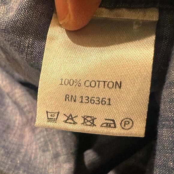 QUIETI Blue Floral Soft SS Cuffed Button Up Men's Shirt 100% Fine Cotton, XL - Picture 5 of 7